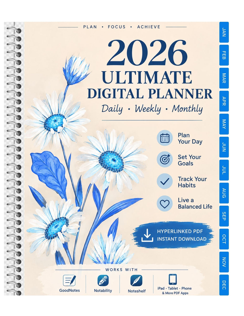 2026 ULTIMATE DIGITAL PLANNER  / 125 Pages • 5 Color Variants • /Complete Planning Bundle /Instant Download